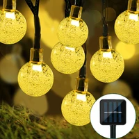 litom solar string lights outdoor crystal globe with 8 modes waterproof solar powered patio light for garden party decor home