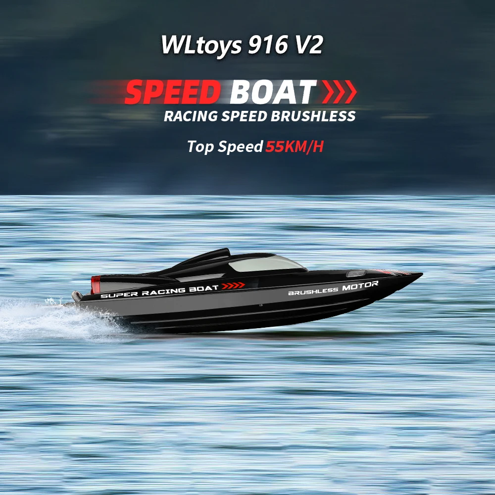 WLtoys-barco teledirigido WL916 para niños, barco de carreras de alta velocidad, sin escobillas, 2,4 Ghz, 55 KM/H