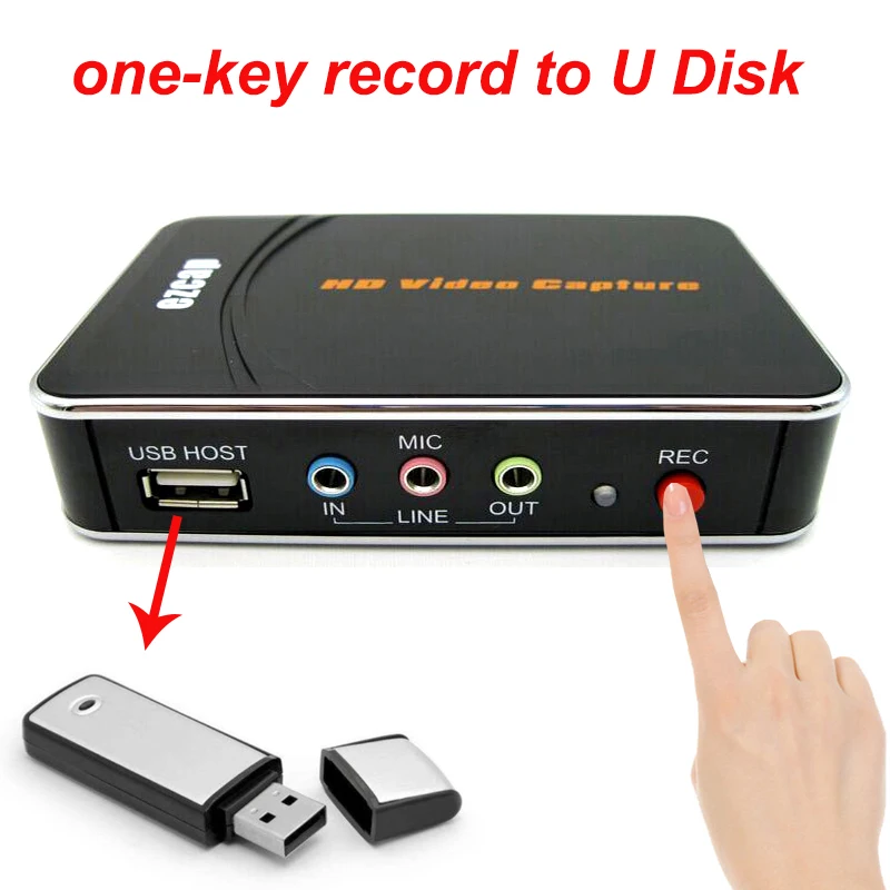 HDMI AV Video Capture Card for PS4 Game STB VHS Camcorder Camera PC Video Recording To USB Flash Disk Line In Mic In HDMI Loop