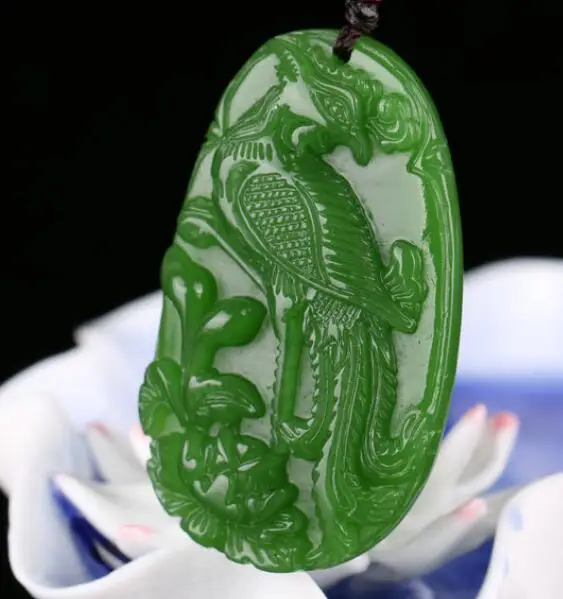 

Подвеска из натуральной яшмы зеленого цвета Феникса, Нефритовая статуя, коллекция камня, китайская ручная резьба, ювелирные изделия, модный...