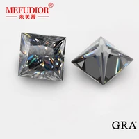 Primary Color Gray Loose Moissanite Stone Princess Cut Genuine Gemstones GRA Certificate Passed Diamond Tester Accessories