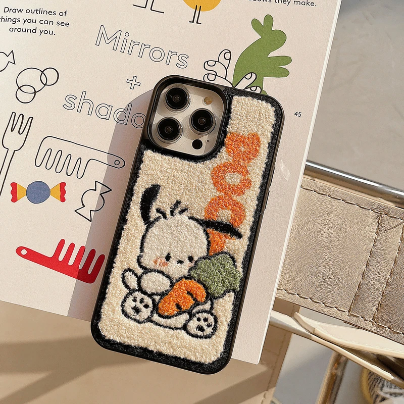 

Cute Japanese Fuzzy Plush Cartoon Animal Dog Phone Case For iPhone 14 11 12 13 Pro Xs Max Xr X Xs Winter Soft Shockproof Cover