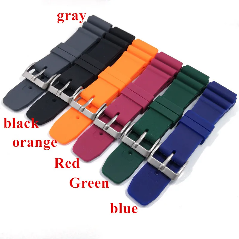 

22mm Rubber strap Black blue orange Soft Silicone Sport Watch Band Bracelet for Seiko Diver Scuba