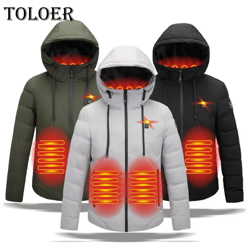 

Men Winter Heating Cotton Clothing Hooded Fleece Jacket Outdoor Flexible Thermal Coat Comfort Parka Male Quality Zipper Jackets