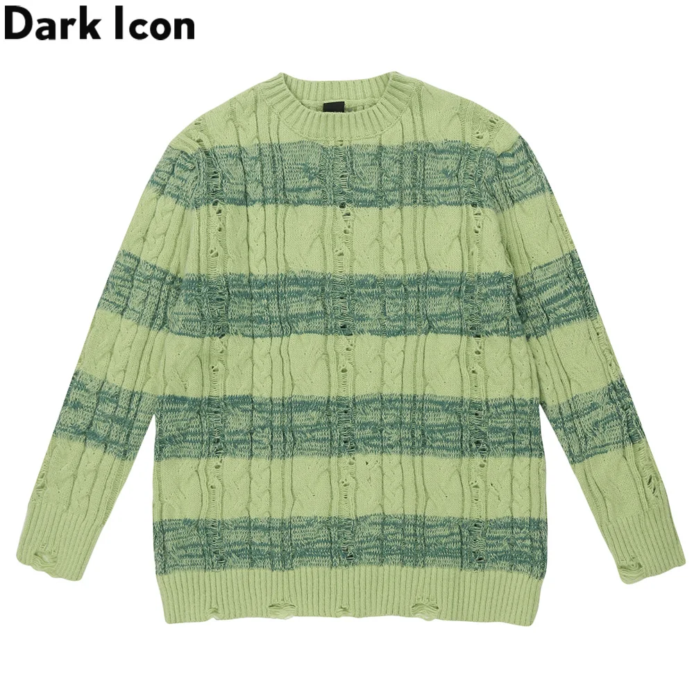 

Dark Icon Ripped Stripe Men Women Sweater Autumn Round Neck Pullover Knitwear Unisex Sweater 2 Colors