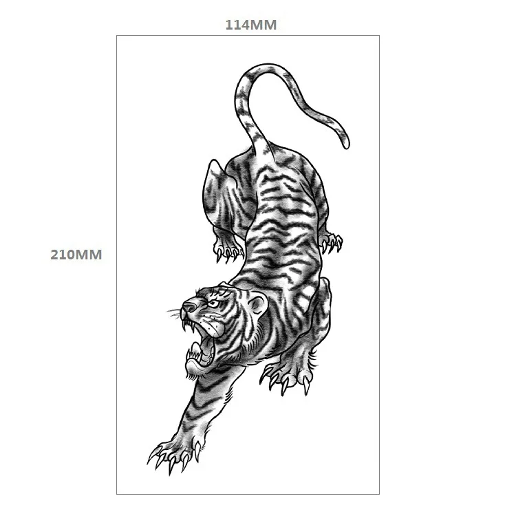 

Black Man's Half Sleeve Arm Temporary Ferocious Tiger Totem Tattoo Stickers Body Art Tatoos for Boys Mens Armband Women