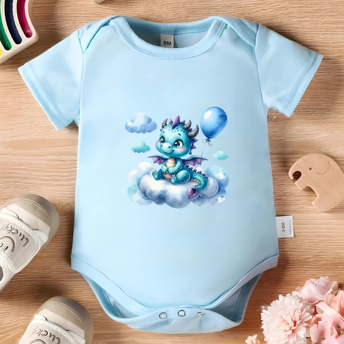 Хлопковое Боди С Милым Принтом Дракона Для Малышей 0-12 Месяцев Унисекс Детский