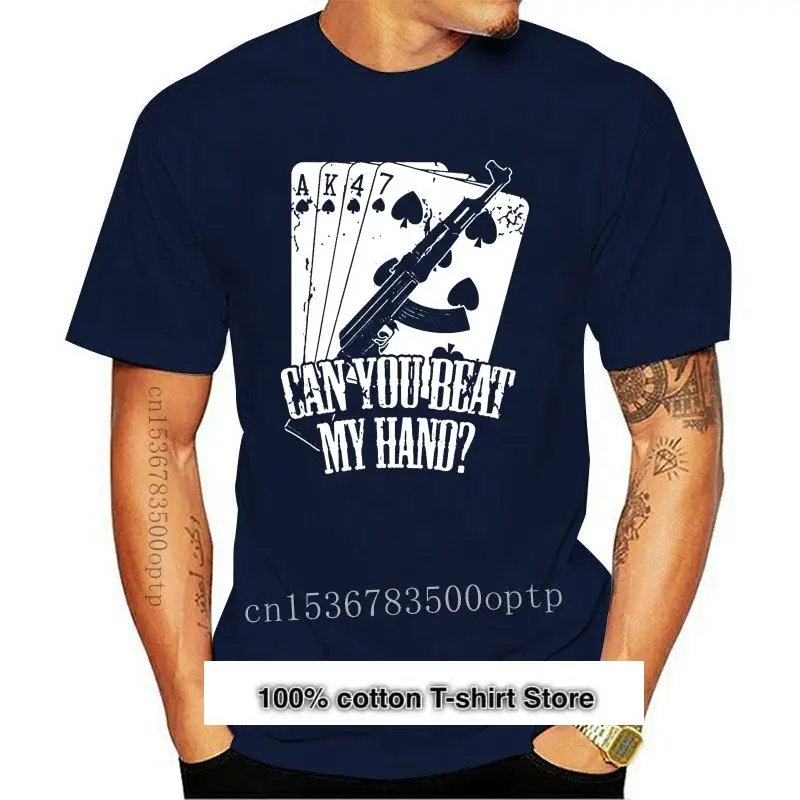 

Camiseta de Ak-47 con letras Kalashnikov, juego de cartas de mano, Texas Ak47, pistola rusa, novedad de 2021