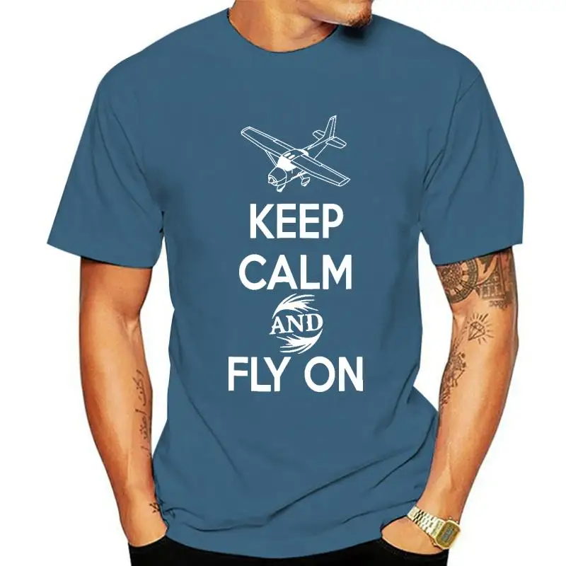 

Keep Calm And Fly On Pilot T-Shirt Great Gifts Pilots Tee Camisas Men Normal Tops Tees Cotton Mens Top T-Shirts Normal Cute