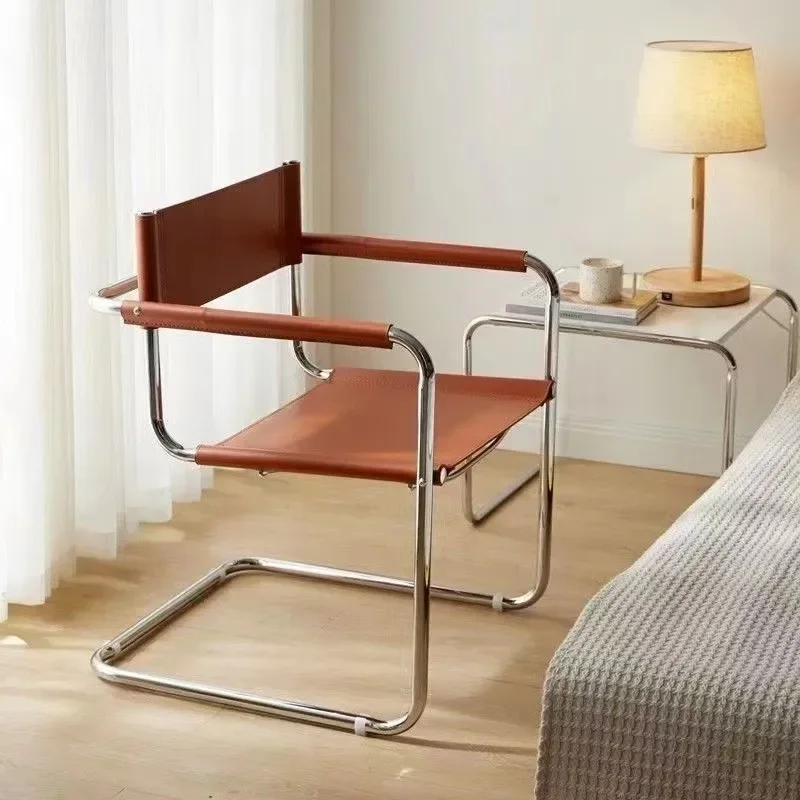Винтажный ссуд для мужчин Edelstahl Sattel Leder Esszimmers tuhl Bauhaus Stuhl Шезлонг Salle (2000 Krippe neu