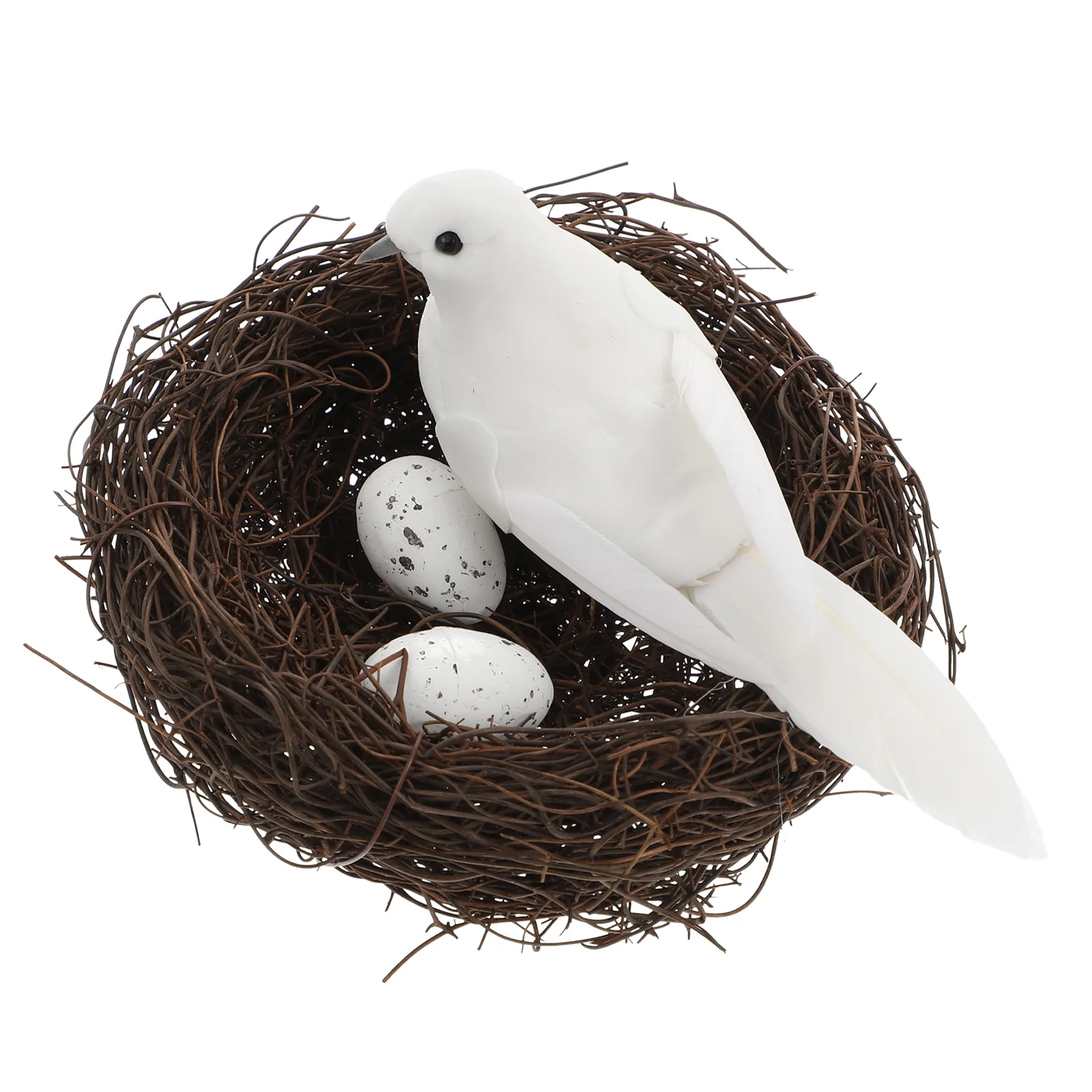 

Bird Birds Artificial Doves Breeding Figurine Ornamentfake Decorations Prop Christmas Wedding Eggs Decor Rattandecoration