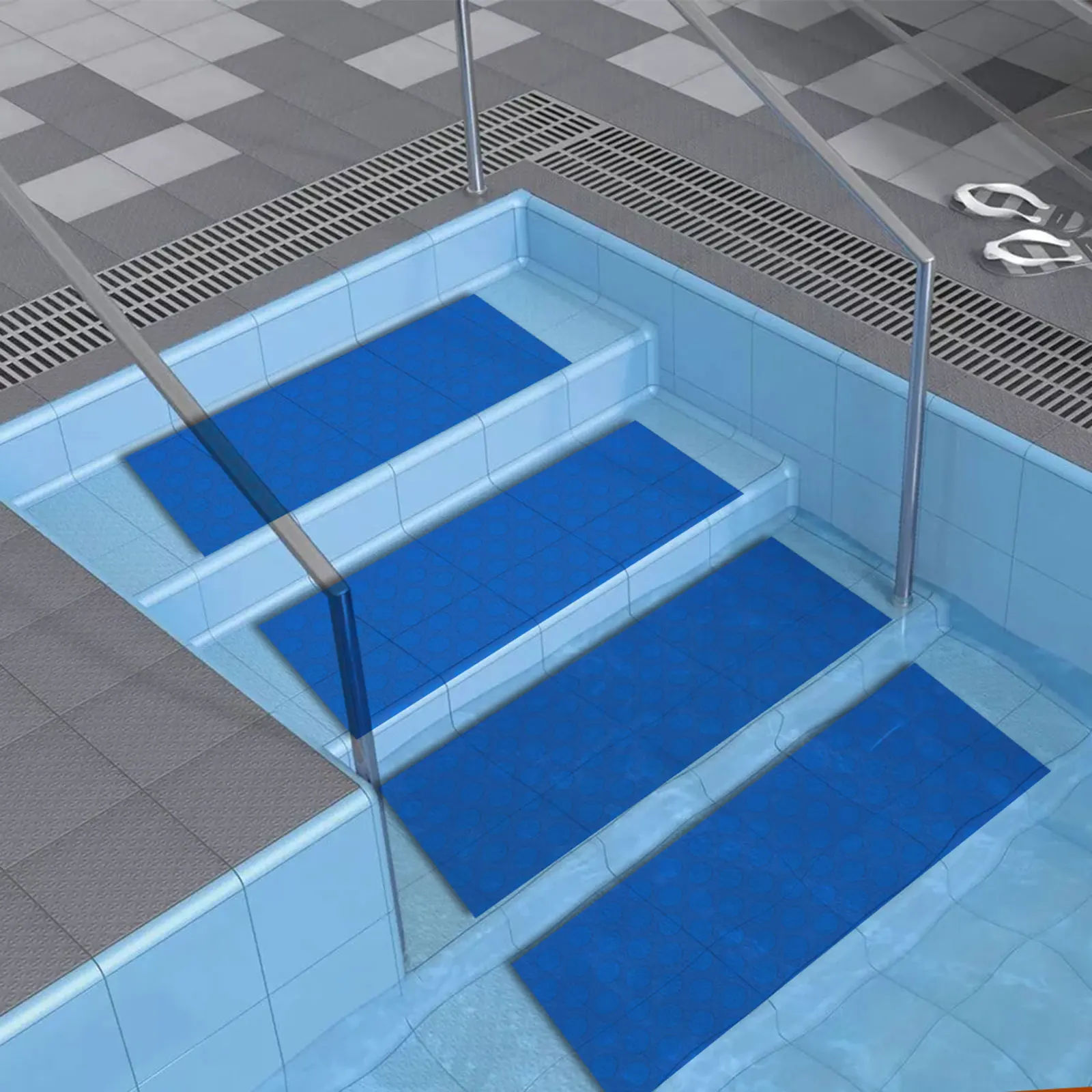 

Flexible Swimming Pool Ladder Mat Pool Step Pad Wear-resistant Non-slip Foot Mat Blue Durable Cover Inground Pool Ladder