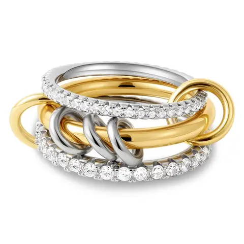 Многослойное золотистое кольцо SLOONGJEWELRY