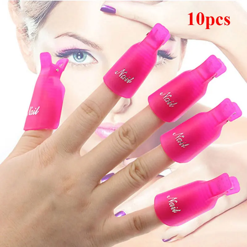 

10PCS Plastic Nail Art Soak Off Cap Clips UV Gel Polish Remover Wrap Tools Cleaner Nail Degreaser Nail Art Tips