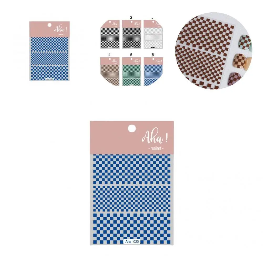 

Nail Sticker Beautiful Thin Texture Easy to Apply Coffee Checkerboard Nail Decal for Women Manicure Sticker Manicure Decal