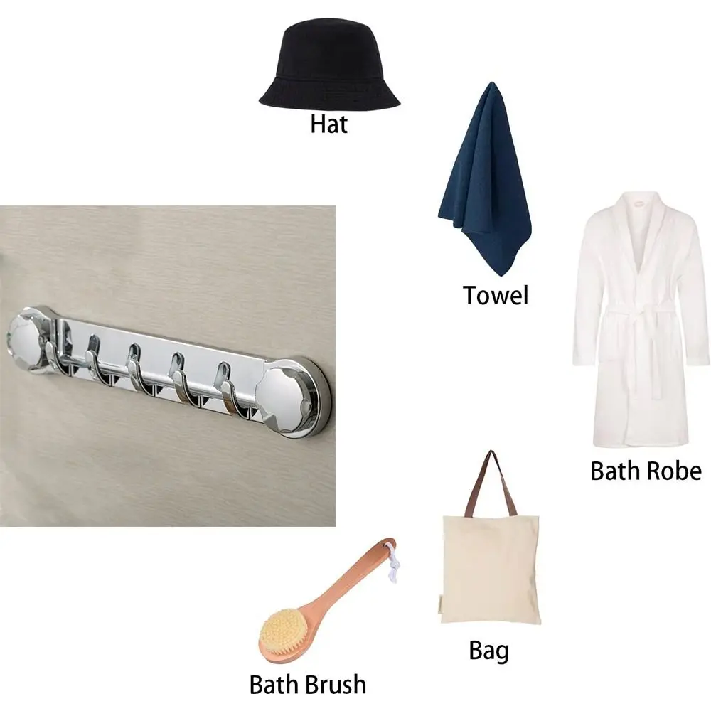 

1 Pcs ABS Bathroom Hook with 5 Hook Strong Bearing Capacity Coat Rack Wall Mount Heavy Duty Silver Coat Hanger Kitchen