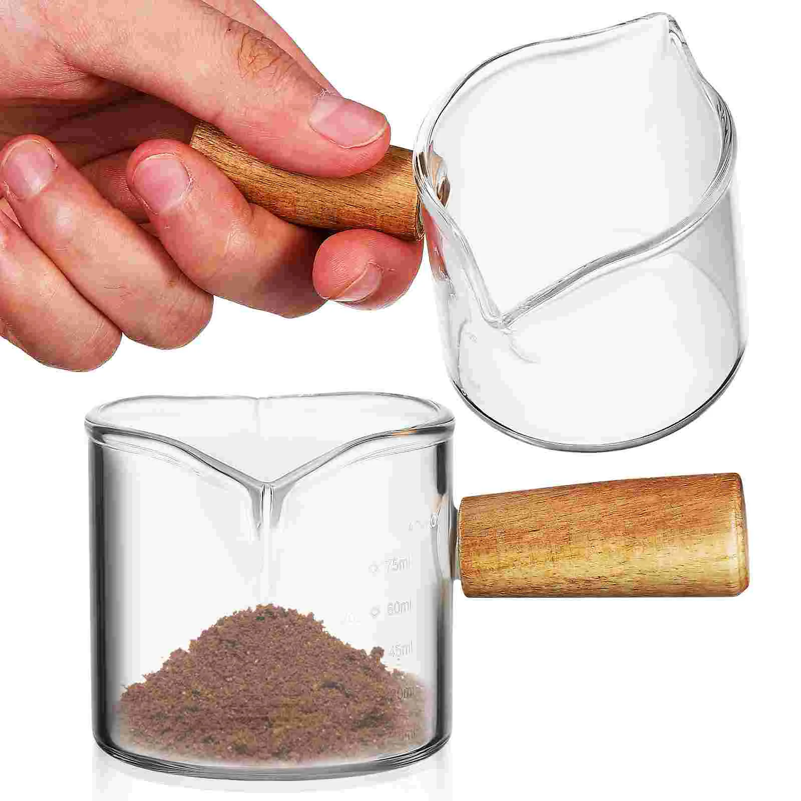 

Pitcher Cup Espresso Coffee Measuring Shot Syrup Latte Cups Creamer Double Spouts Jug Mugs Pouring Barista Mini Frothing Pourer