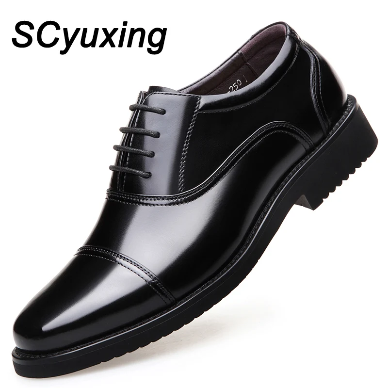

2022 Man Split Leather Shoes Rubber Sole Inner Increasing 3CM Shoes Man Business Office Male Wedding Lether Shoes