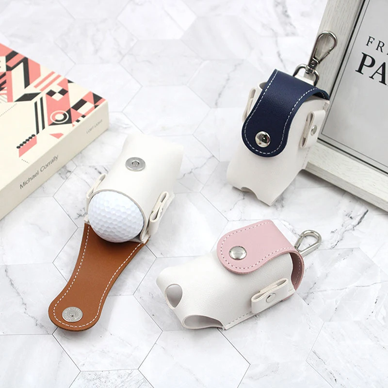 

pink golf mini bag PU leather with golf tees golf balls Hang on waist golf belt to choose brown ping gift for husband