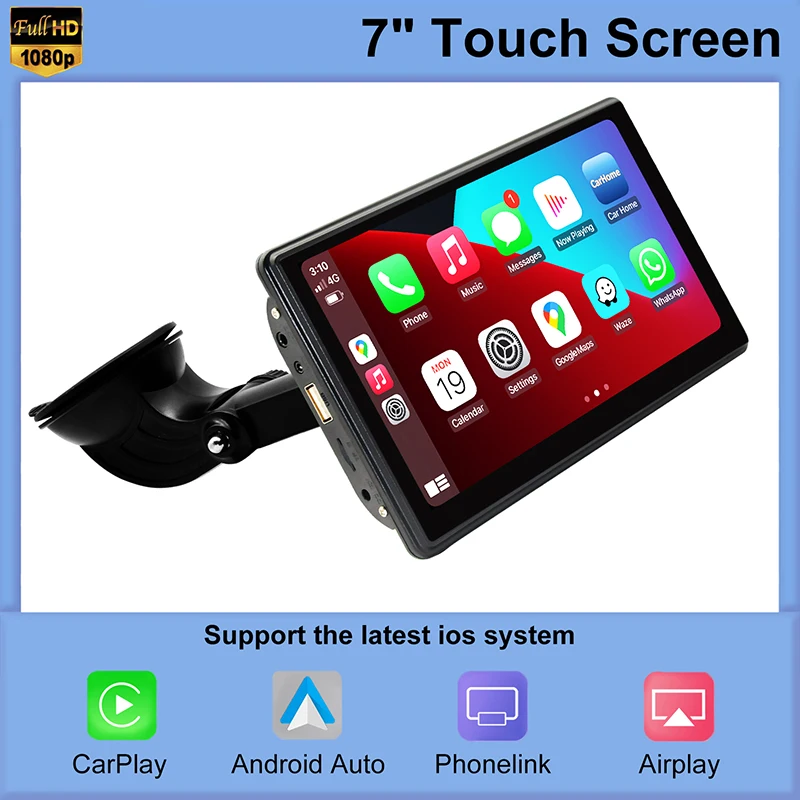 

Portable carplay Car Multimedia Player 7 Inch Touch Screen Wireless Apple Carplay Universal Display Tablet Android Radio For Car