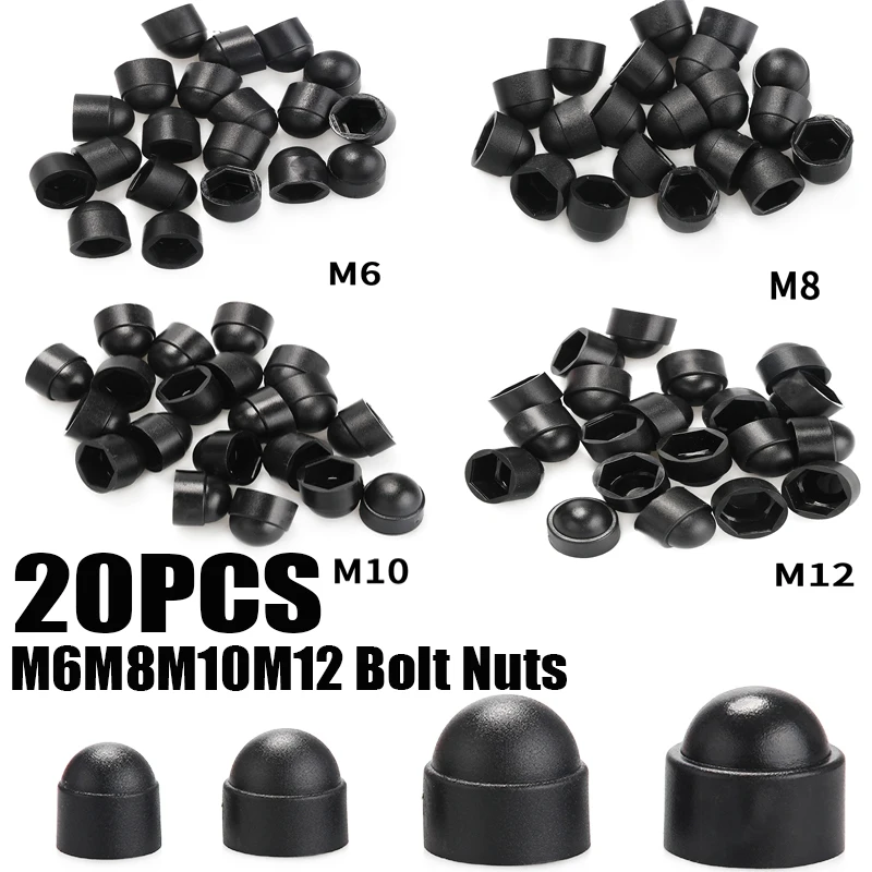 

20Pcs M4 M5 M6 M8 M10 M12 Bolt Nut Dome Protection Caps Covers Exposed Hexagon Plastic