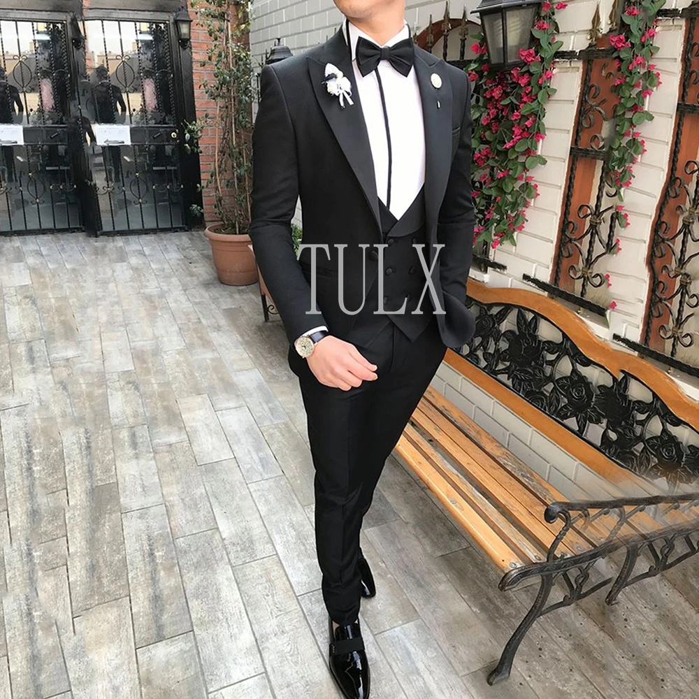 Новые мужские костюмы облегающего покроя для свадьбы костюм жениха мужчин из 3