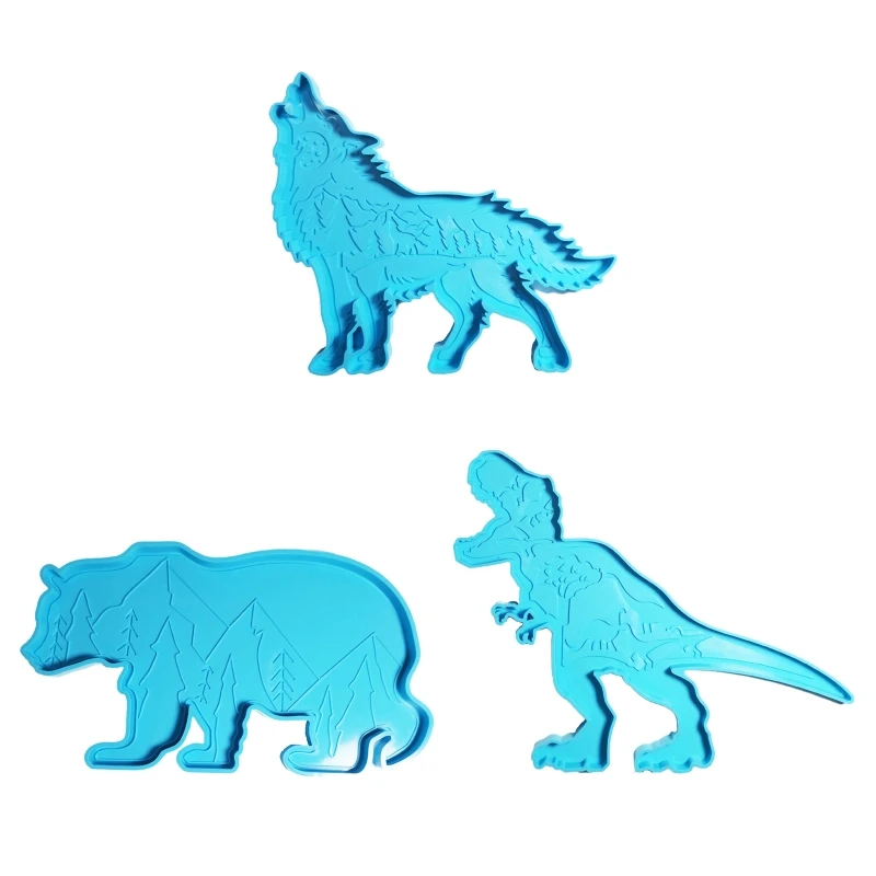 

3Pcs Bear Resin Silicone Moulds Cute Dragon Casting Epoxy Wolf Craft Molds Tool
