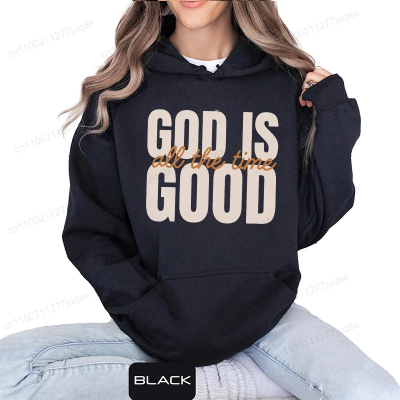 Фото Христианский свитшот в стиле ретро, толстовки с капюшоном God Is Good All The Time, христианская рождественская спортивная одежда, толстовка Faith Fleeece для женщин, топ №5