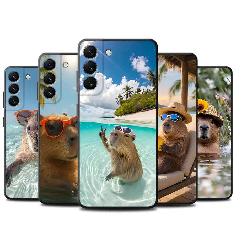 Фото Чехол для телефона Samsung Galaxy A57 A24 A73 A51 A55 A25 A26 A23 A53 A37 A22 A32 A72 A52 A36 A35 A71 с изображением капибары для отпуска №2