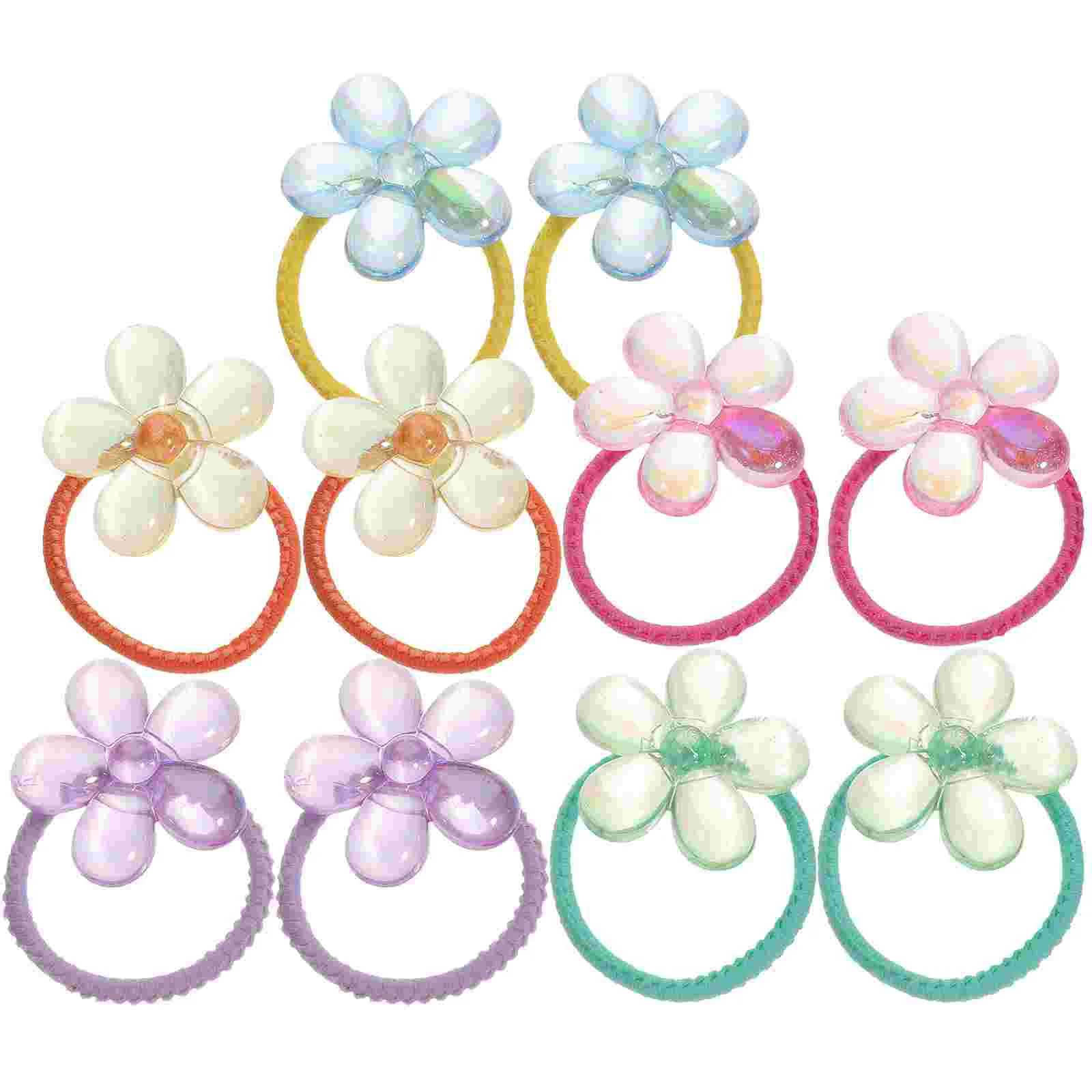 

10pcs Elastic Hair Ties Flower Hair Rope Hair Band Girls Hair Accessory