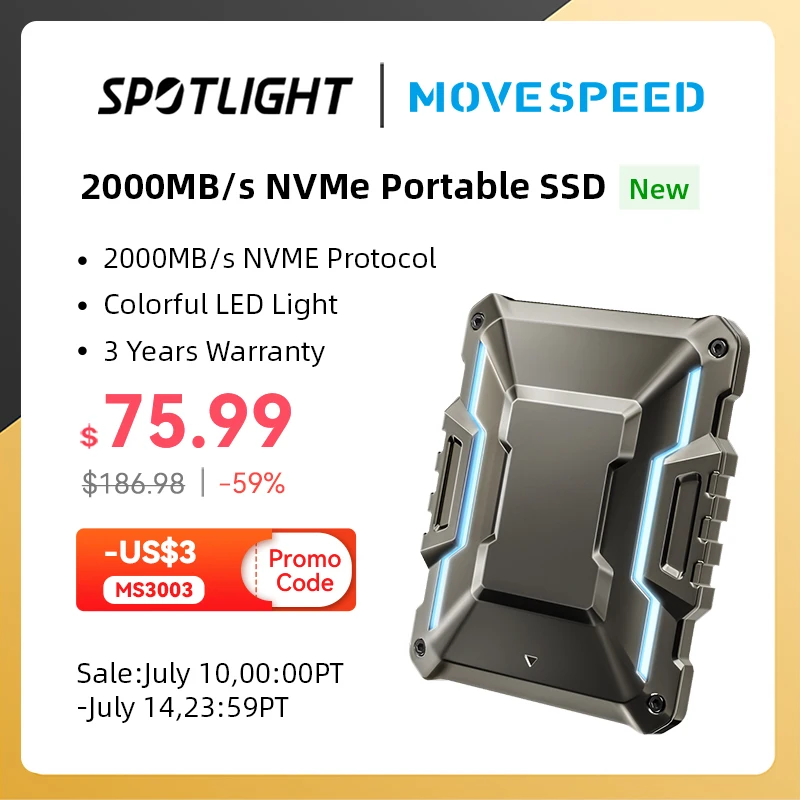 Внешний твердотельный накопитель MOVESPEED, USB 3,1 Gen 2, портативный накопитель SSD типа C, внешний жесткий диск для ноутбука, ПК, 1 ТБ