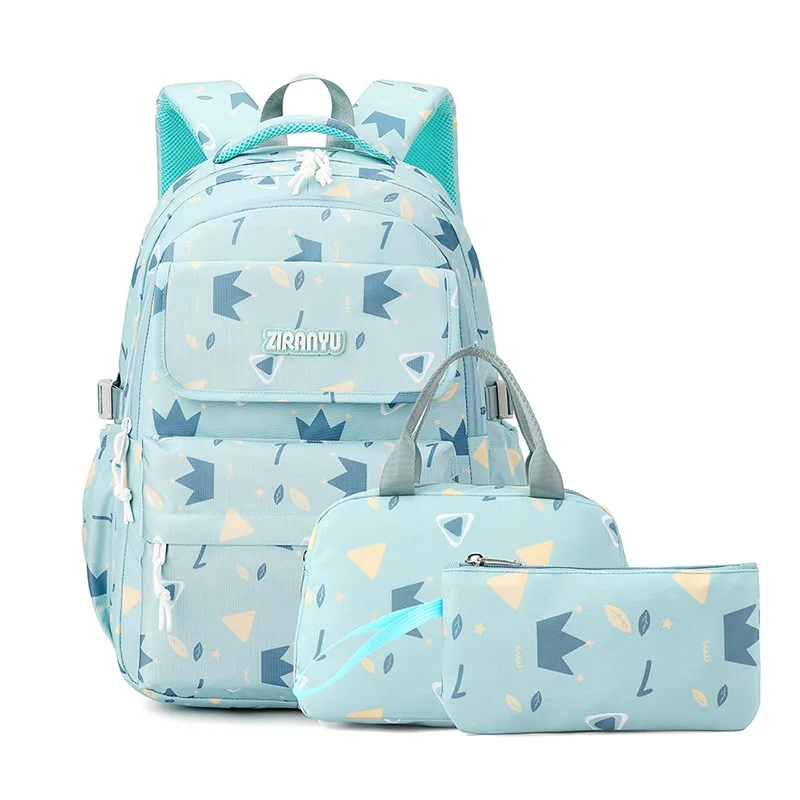Geometric Printing School Bags Children Backpacks For Teenagers Girls Waterproof Trave Bag Child Orthopedics 3Pcs/set Schoolbags