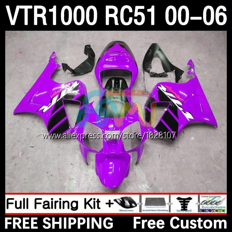 

Body For HONDA VTR1000 RC51 VTR 1000 01 02 03 04 05 06 41No.210 SP1 SP2 2000 2001 2002 2003 2004 2005 2006 Fairings purple blk