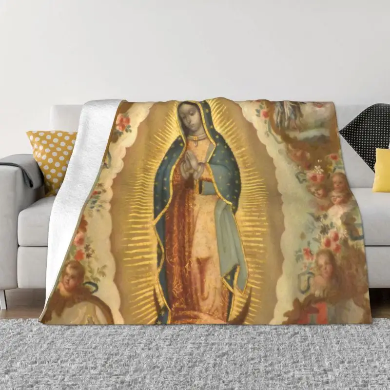 

Одеяло Дева Гуадалупе Дева Мария s, дышащее мягкое Фланелевое покрывало для дивана, кровати в машине, мексиканская, католическая Дева Мария