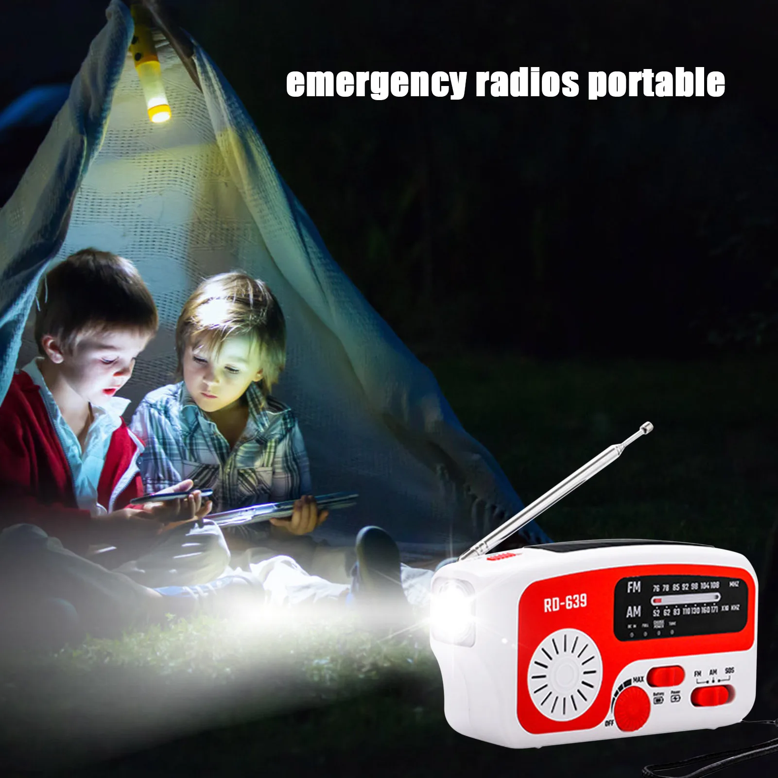 

Weather Alert Radio AM/FMSolar Hand Crank Survival Gear Portable Radio 1200mAh Battery Power Bank For Cell Phone Flashlight &