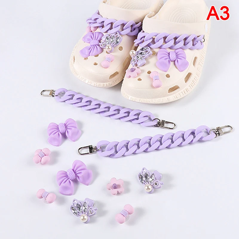 

1SET Shoes Charms PVC Shoes Accessories DIY Shoe Chain Cute Flower Decoration Pendant Buckle for Gift Shoelace Accessories