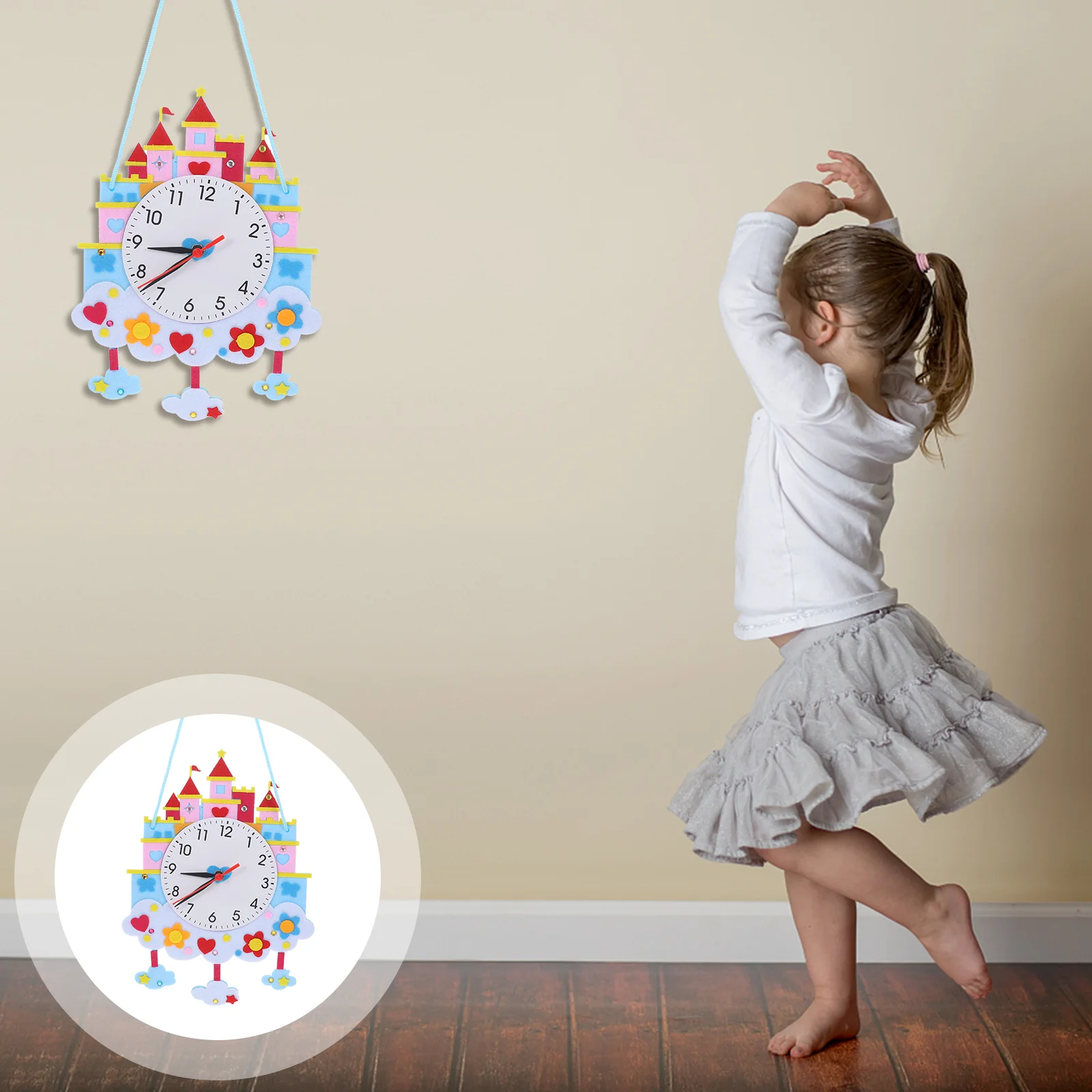 

Clock Diy Material Woven Kit Non Kids Makingcraft Crafts Decors Pendant Creativecartoon Fabric Party Ornament Colorful Hanging