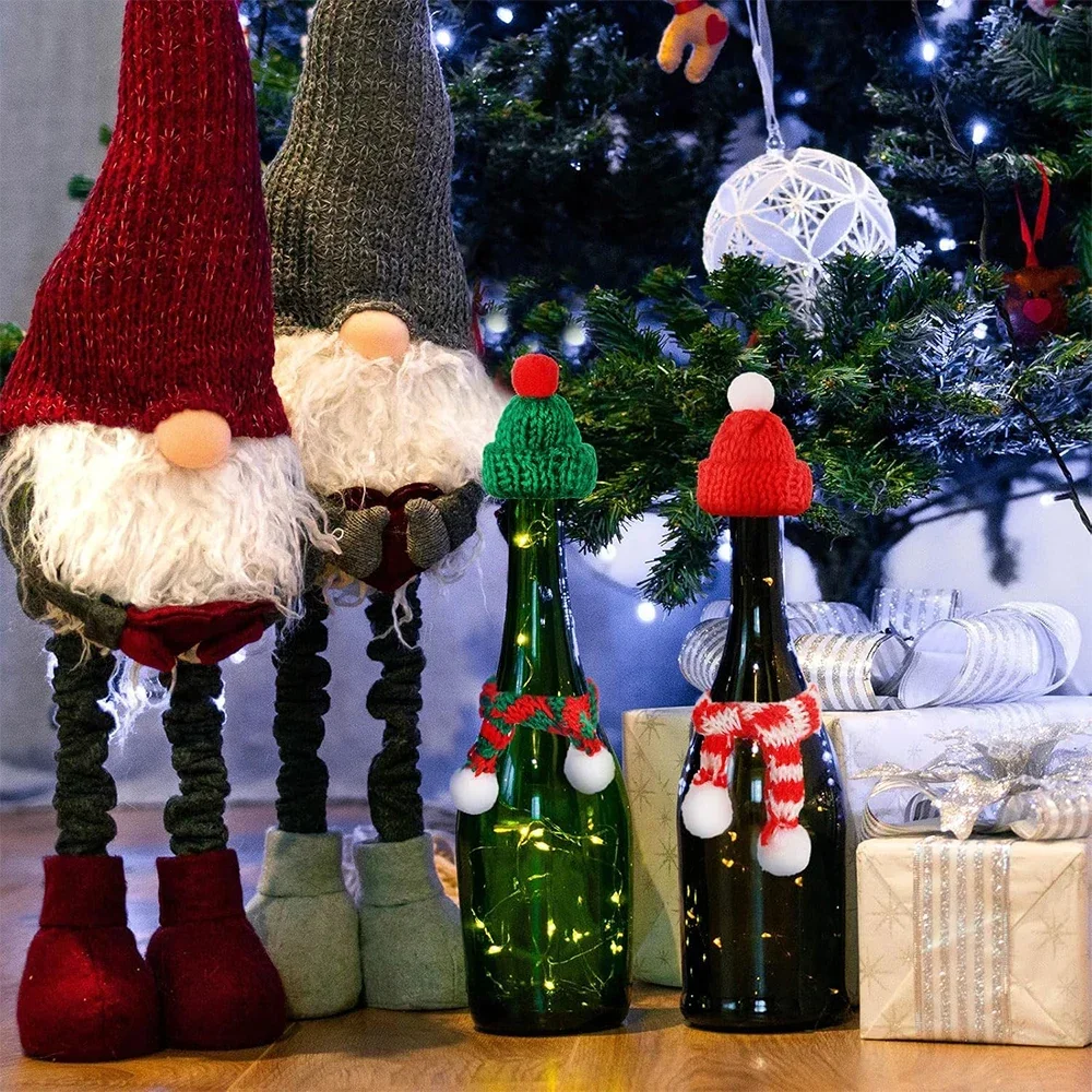 10/50 шт. мини-рождественские вязаные шапки маленькая вязаная шапка шарф крышка для