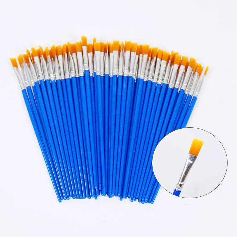 50 PCS Flat Paint Brushes Small Brush Volume For Painting Detail Essential Props For Painting Art