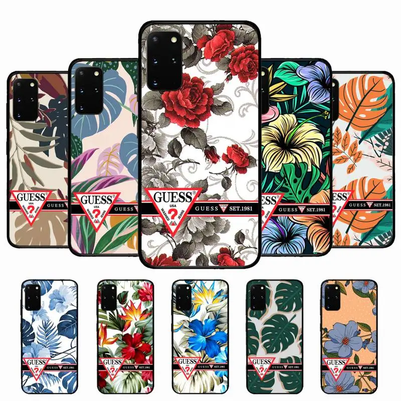 

Retro Colorful Flower Brand GUESS Phone Case For Samsung Galaxy S20lite S21 S21ULTRA s20 s20plus S21plus 20UlTRA
