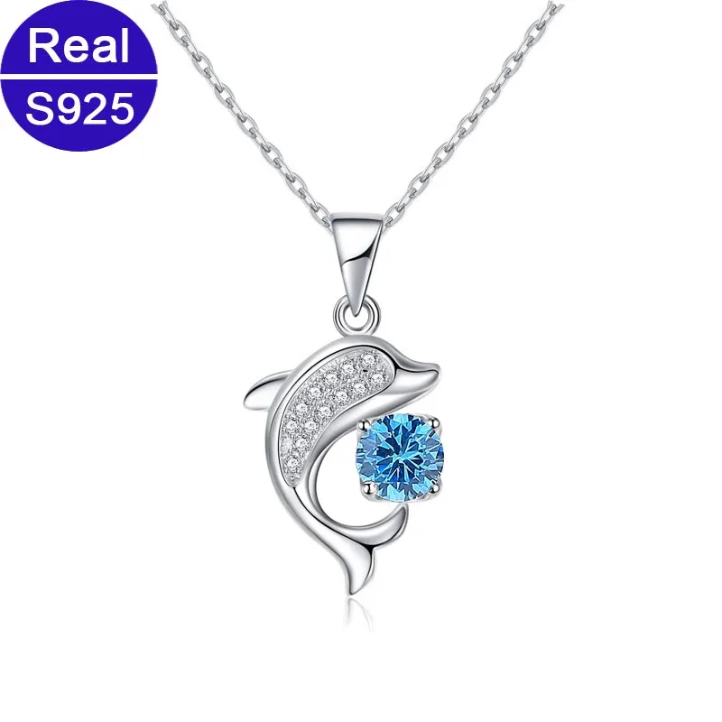 

Fashion Classic Cute Dolphin Pendant 925 Silver Necklace For Women Girls Birthday Gift Real S925 Fine Jewelry Dropshipping