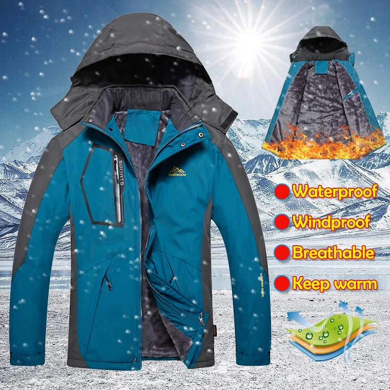 

Men 2022 New Brand Outdoor Vintage Thick Jacket Coat Fashion Patchwork Waterproof Removable Hooded Jackets Men's Winter Outwear