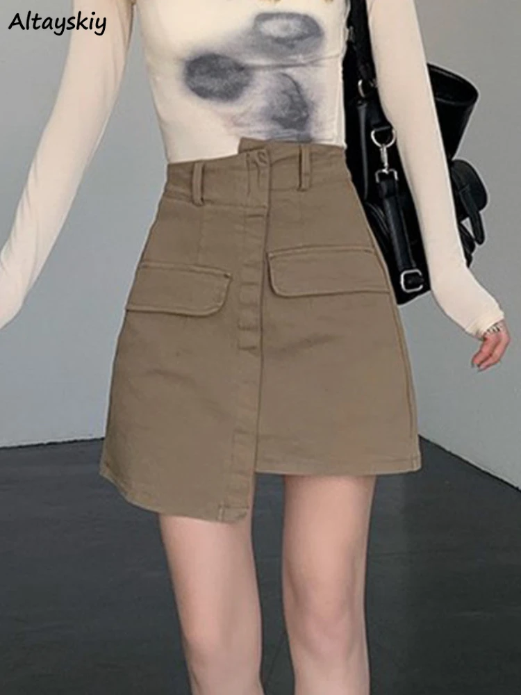 

Irregular Skirts Women Pure High Waist Mini Streetwear Y2k Females New Arrival Students Summer Harajuku Юбка Женская Korean Chic