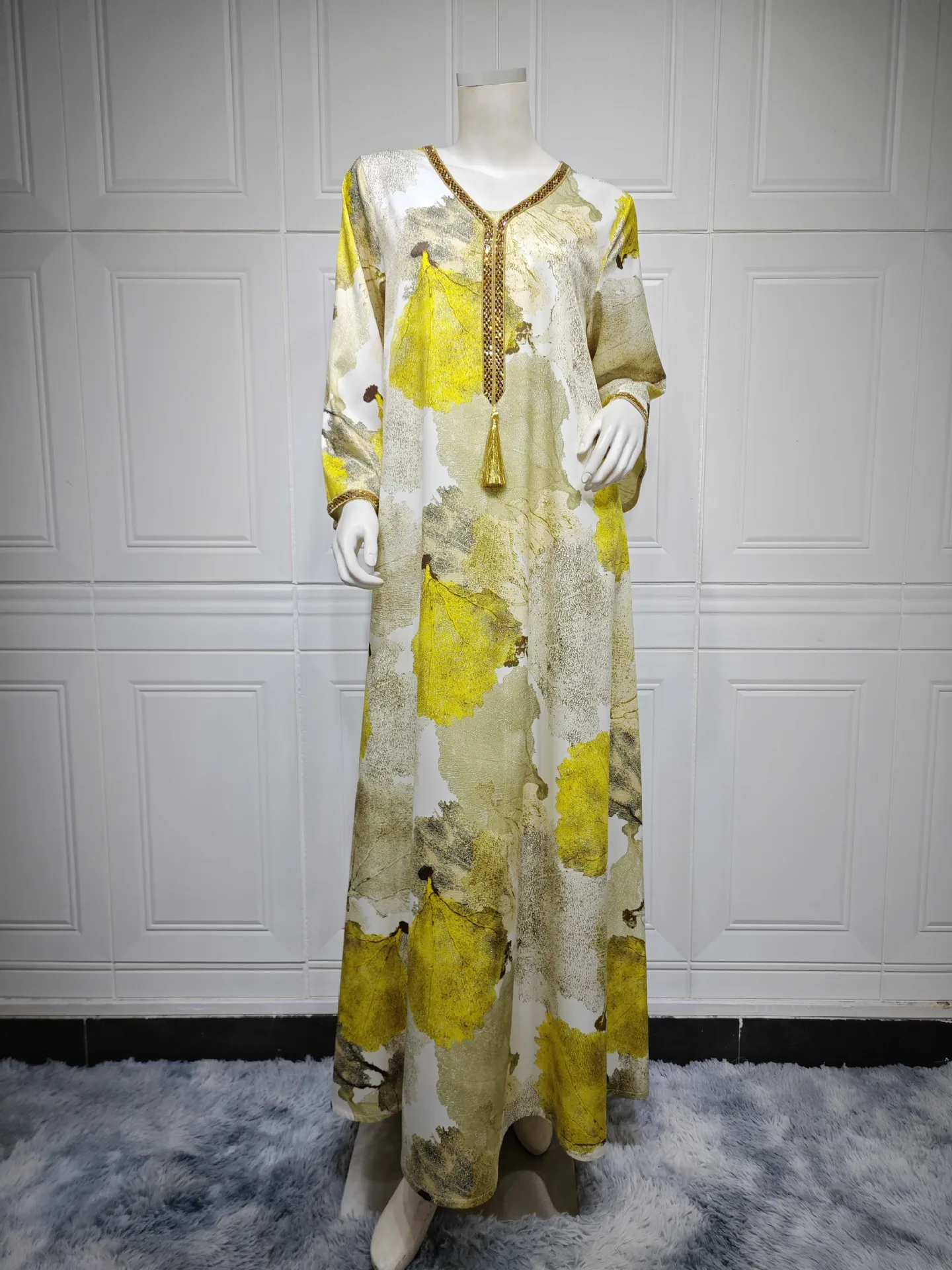 Женское платье Ближнего Востока длинное с мусульманским принтом женское модное