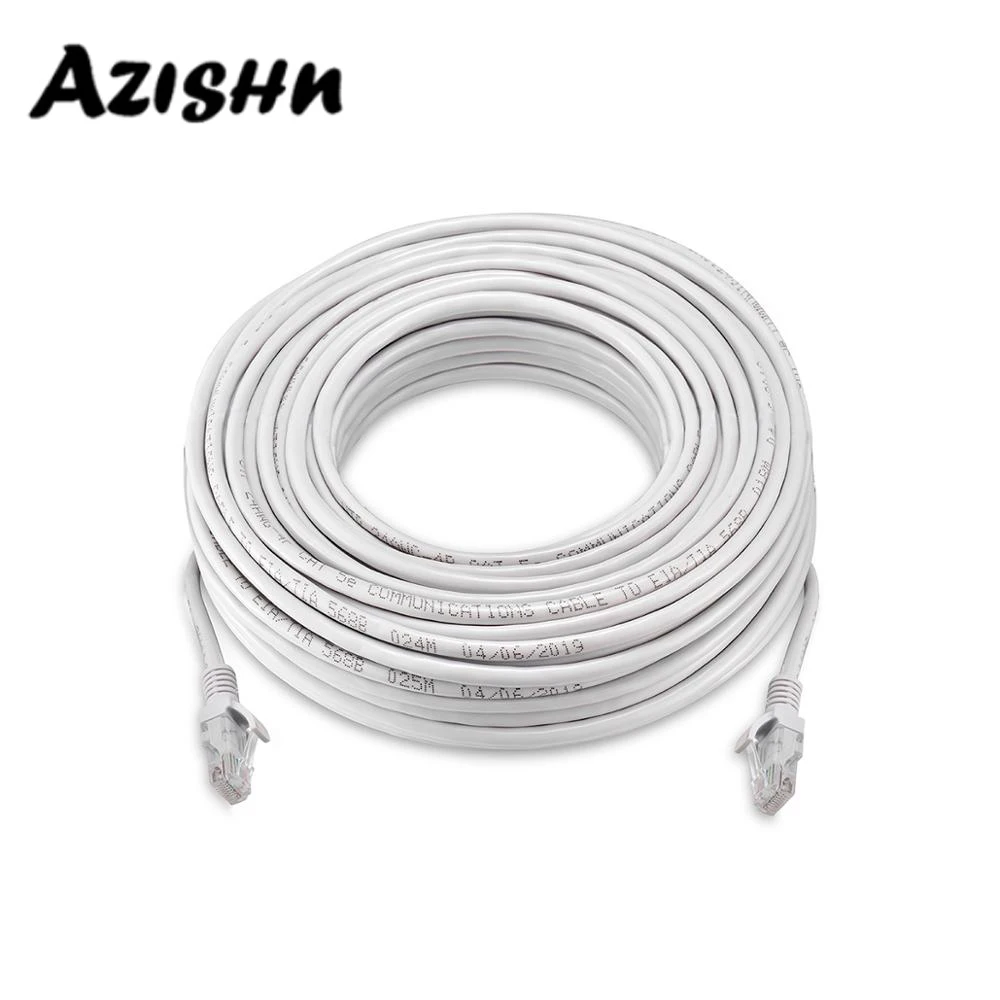 AZISHN 10M 20M 30M 50M CAT5E Ethernet Network Cable RJ45 LAN cable For Network IP Camera Internet POE Camera System Kit