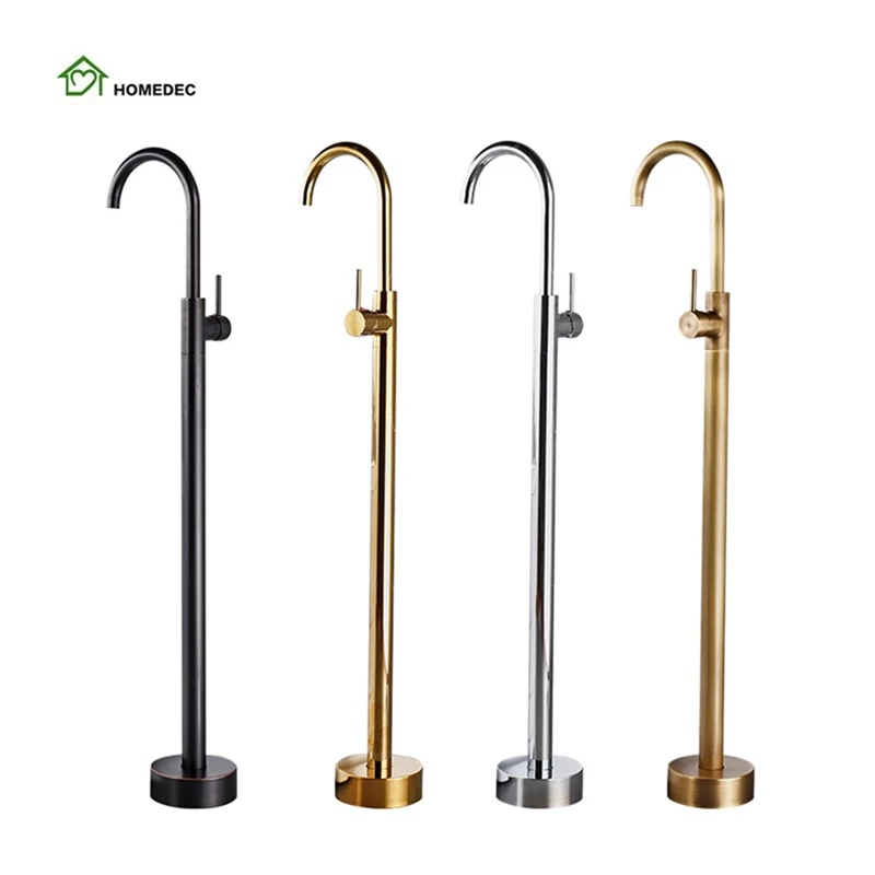 

Single Lever Freestanding Bathtub Faucet Floor Mounted Tub Filler Spout Faucet