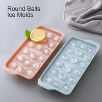1833 grid 3d round balls ice plastic molds ice tray home bar party ice hockey holes making box molds with cover diy moulds