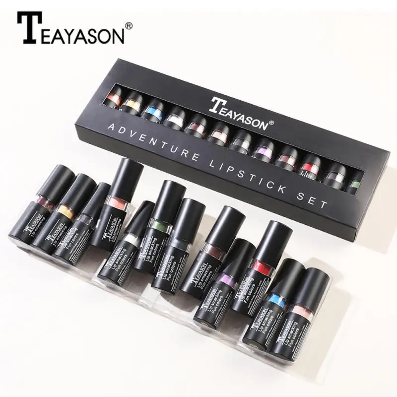 

12pcs/set Matte Bullet Lipstick Long-Lasting Velvet Lipstick Easy To Wear Lip Gloss Batom Nutritious Makeup Lip Tint Cosmetics