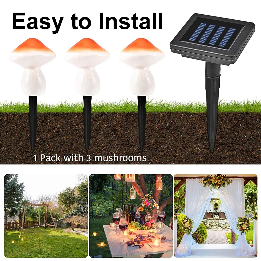 

Solar Mushroom Lamp Ground Plug Outdoor Waterproof For Garden Courtyard Decor Easy Install 2 Light Models IP65 Waterproof CLH@8