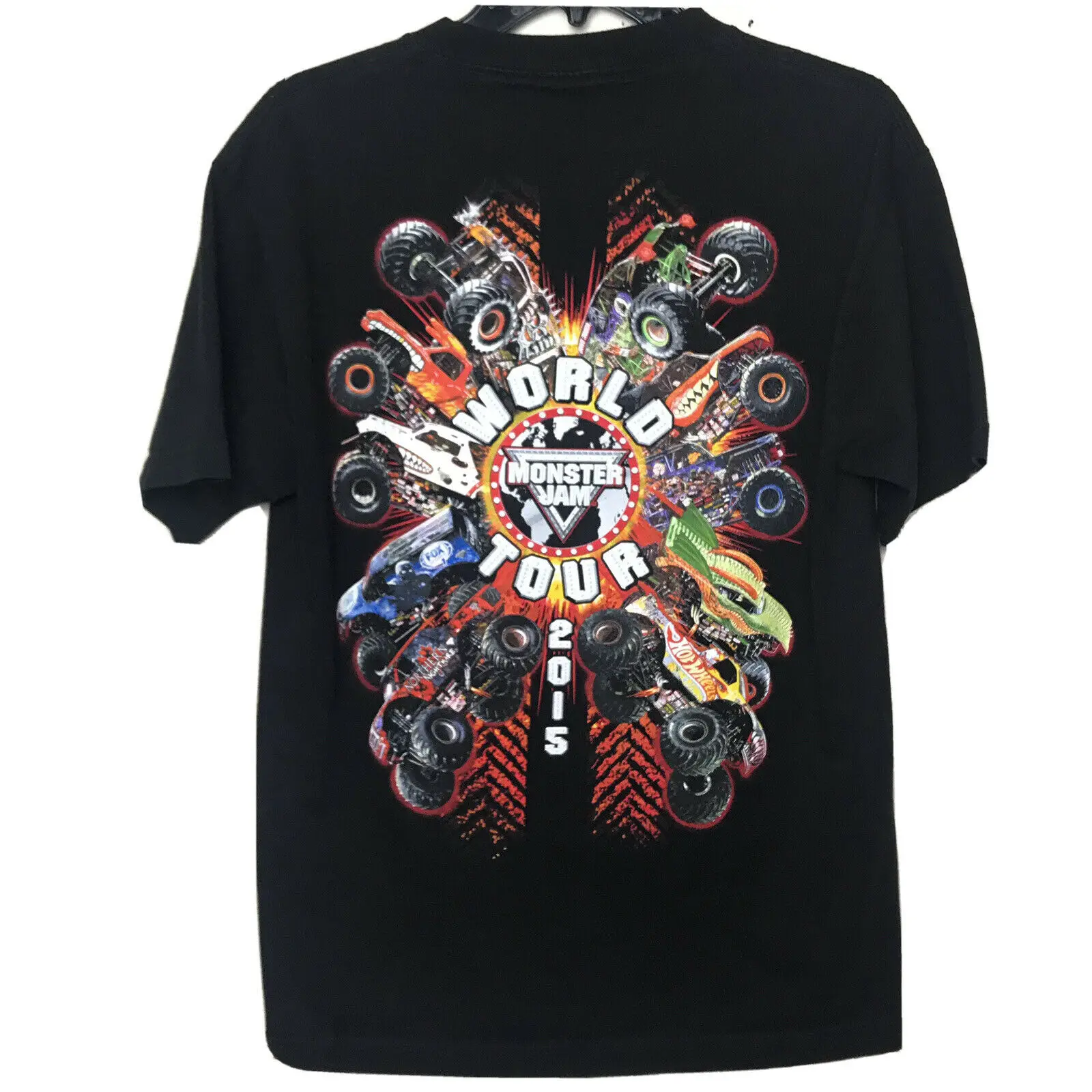 Футболка Monster Jam 2015 World Tour, Мужская черная футболка среднего размера с гравировкой Max D